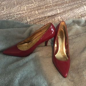 Red patent leather heels